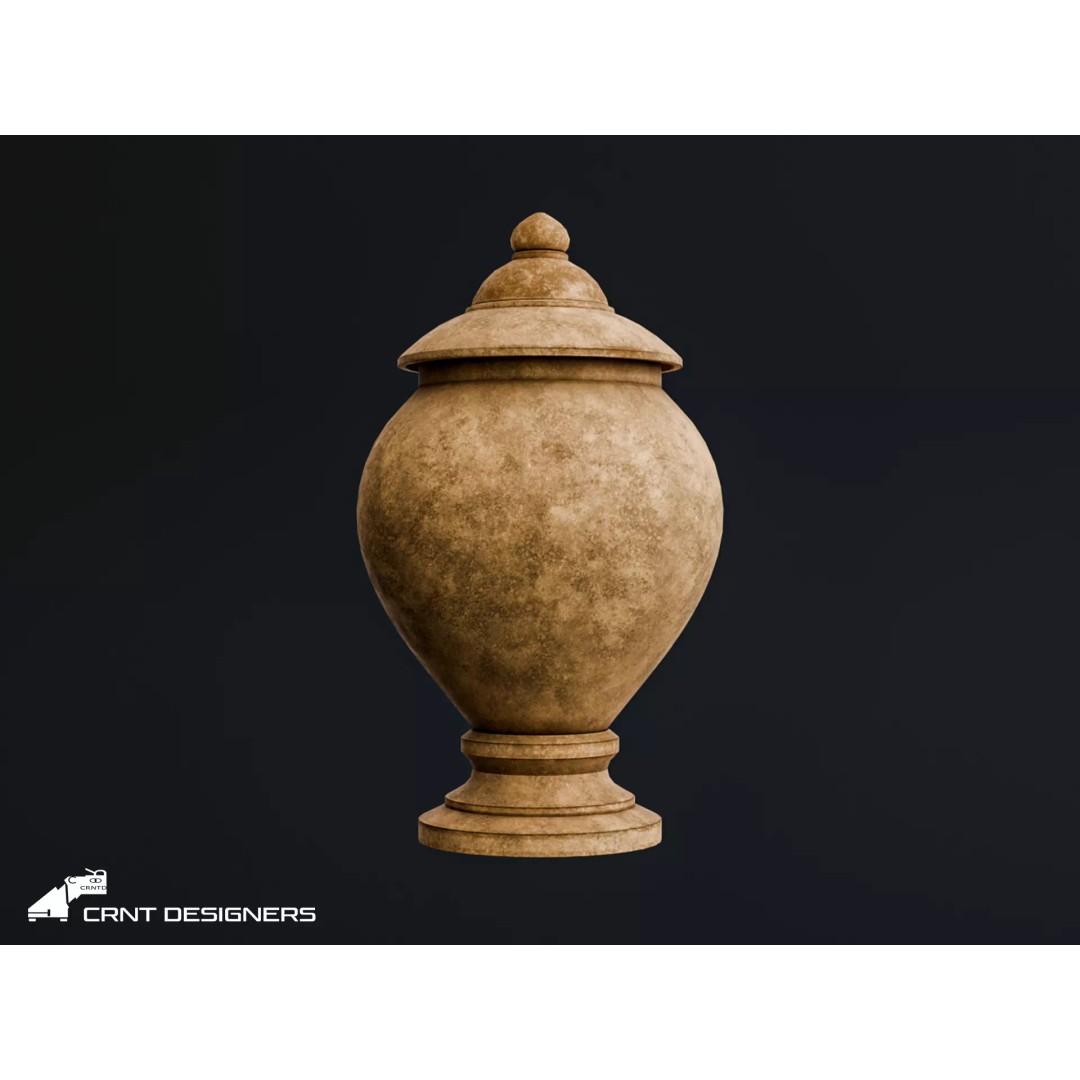 Ancient Stone Jar 3D Model – Low Poly PBR Kitchenware, FBX, OBJ - View 2