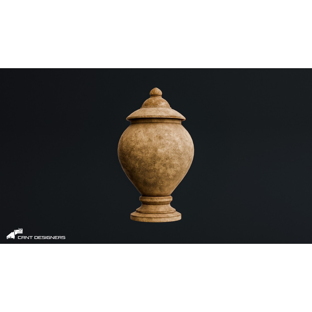 Ancient Stone Jar 3D Model – Low Poly PBR Kitchenware, FBX, OBJ - View 3