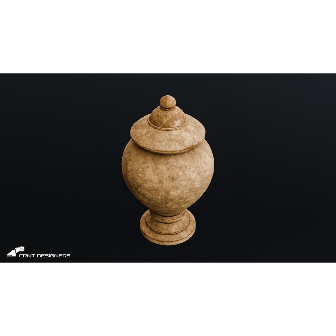 Ancient Stone Jar 3D Model – Low Poly PBR Kitchenware, FBX, OBJ - View 5