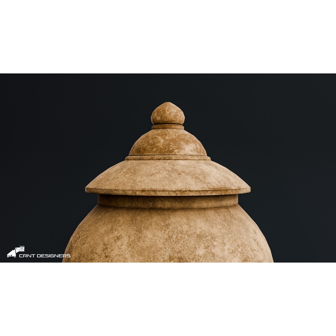 Ancient Stone Jar 3D Model – Low Poly PBR Kitchenware, FBX, OBJ - View 7