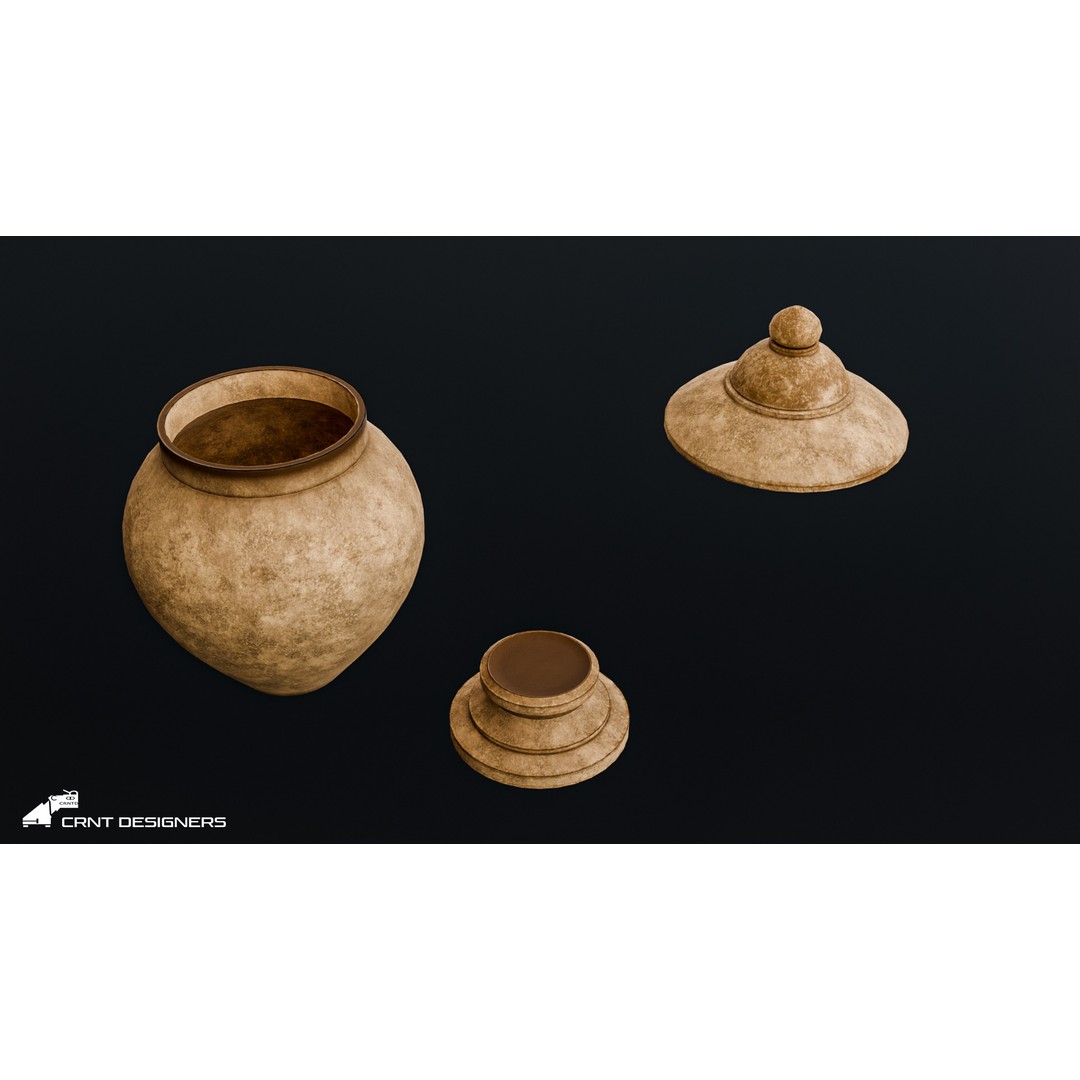 Ancient Stone Jar 3D Model – Low Poly PBR Kitchenware, FBX, OBJ - View 9