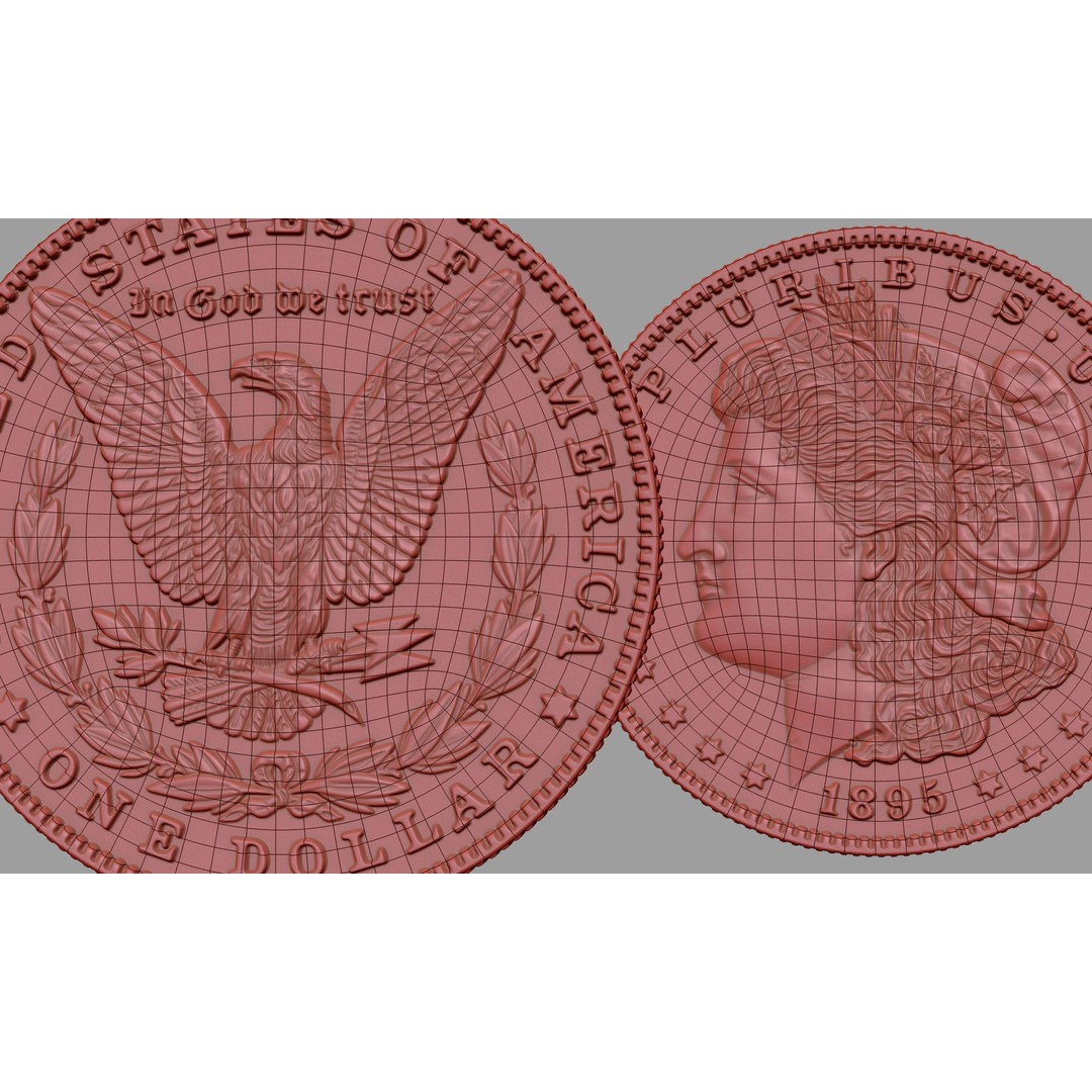 Morgan Silver Dollar 3D Model – High Poly PBR Coin for Printing