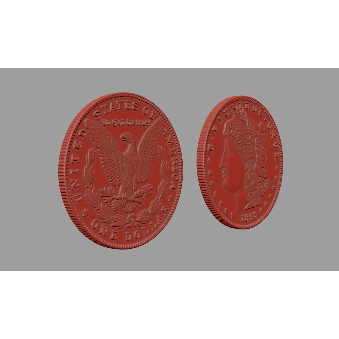 Morgan Silver Dollar 3D Model – High Poly PBR Coin for Printing - View 15