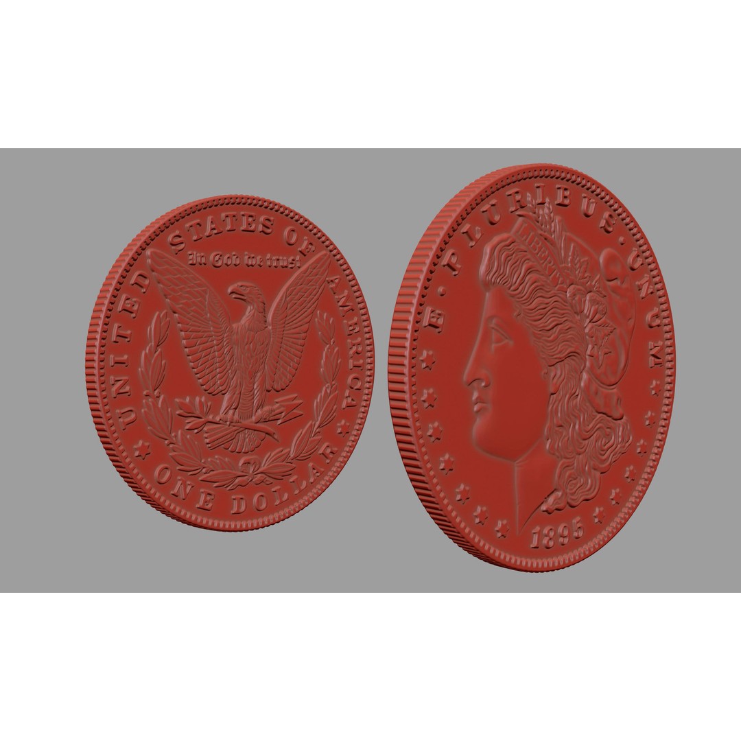 Morgan Silver Dollar 3D Model – High Poly PBR Coin for Printing - View 17