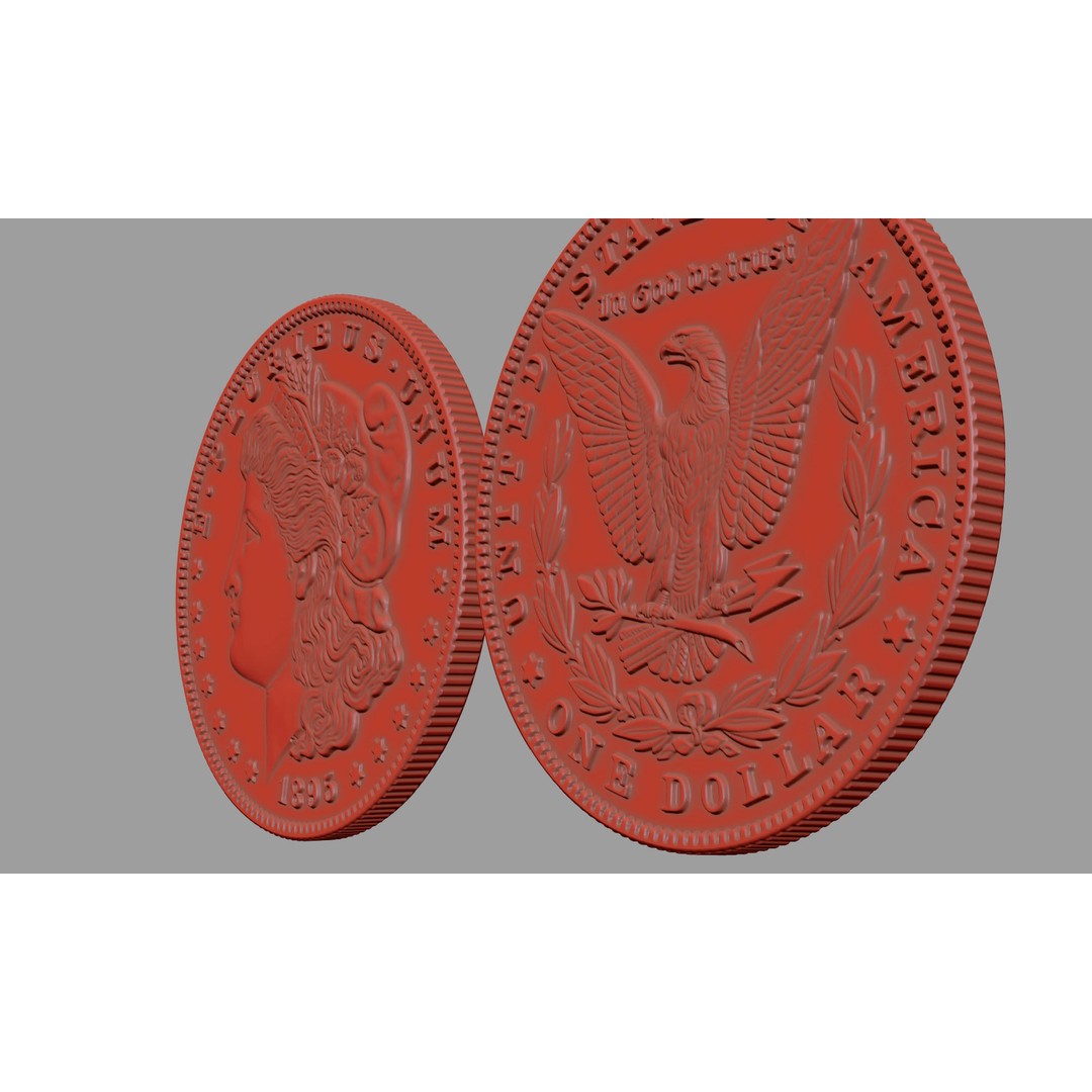 Morgan Silver Dollar 3D Model – High Poly PBR Coin for Printing - View 18