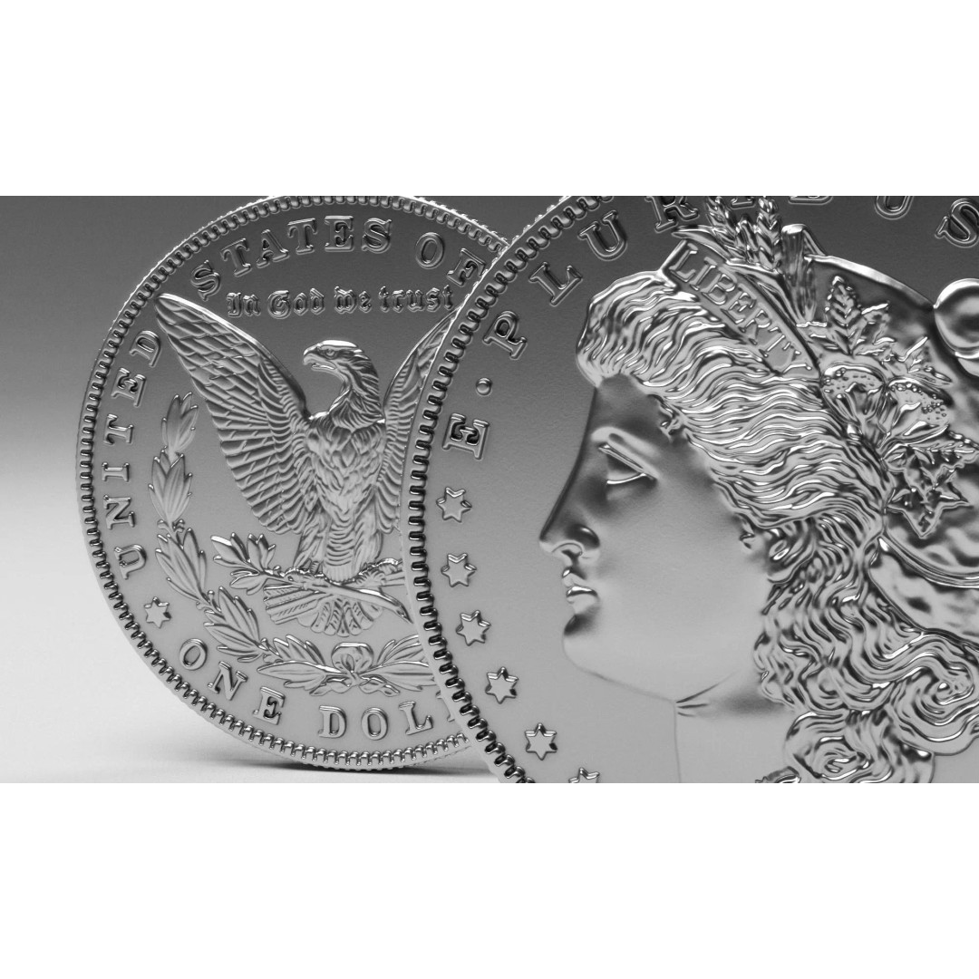 Morgan Silver Dollar 3D Model – High Poly PBR Coin for Printing - View 2