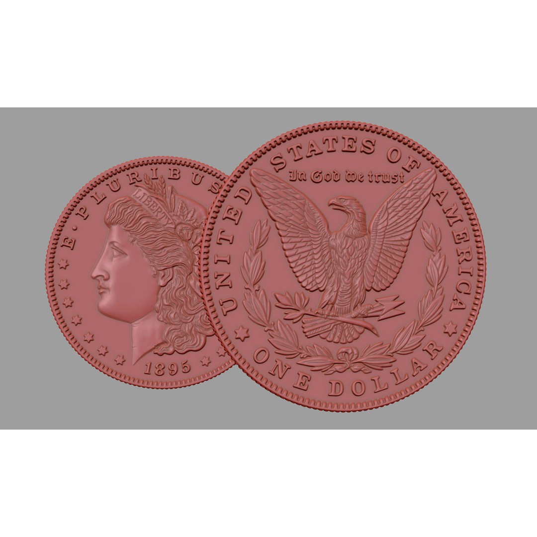 Morgan Silver Dollar 3D Model – High Poly PBR Coin for Printing - View 21
