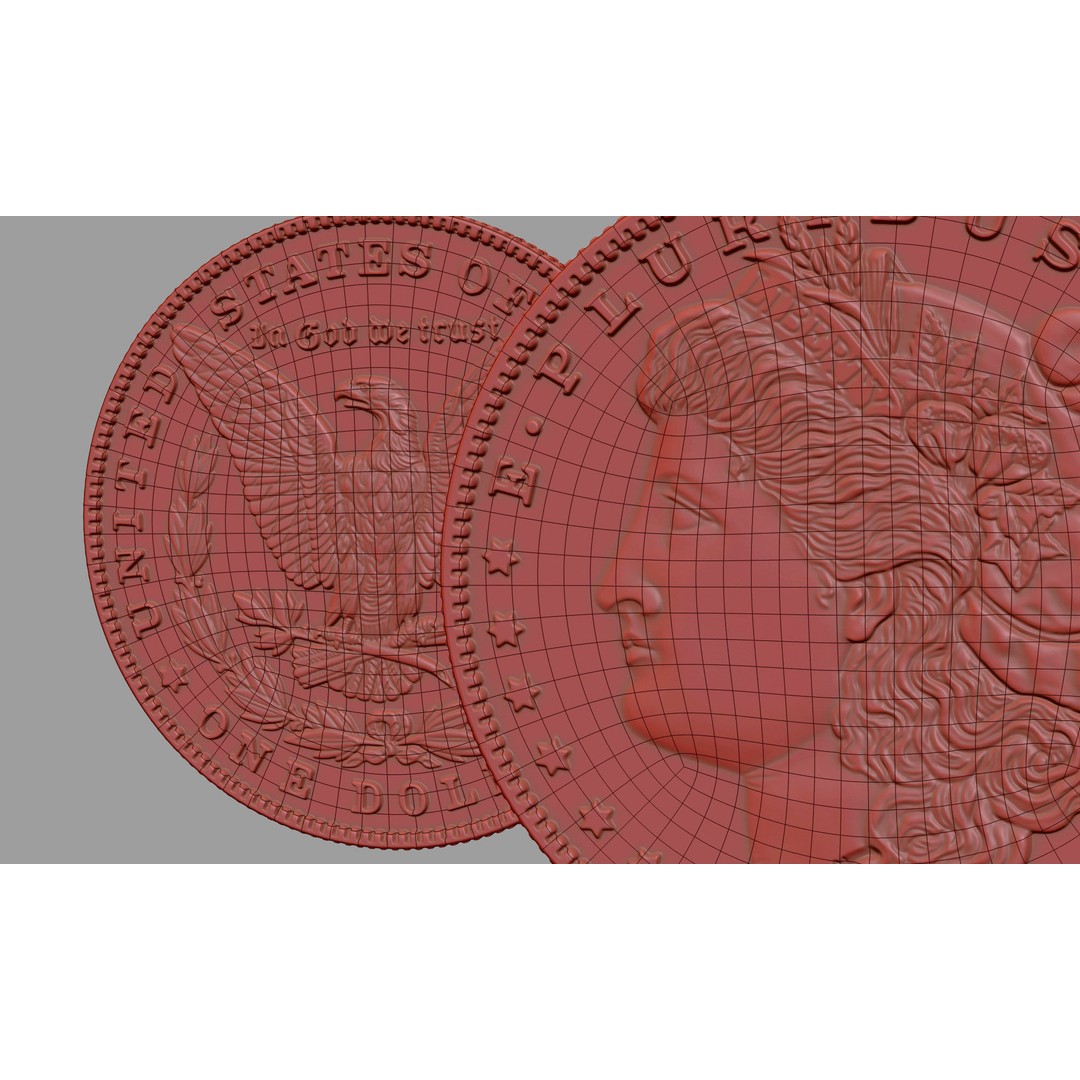 Morgan Silver Dollar 3D Model – High Poly PBR Coin for Printing - View 27
