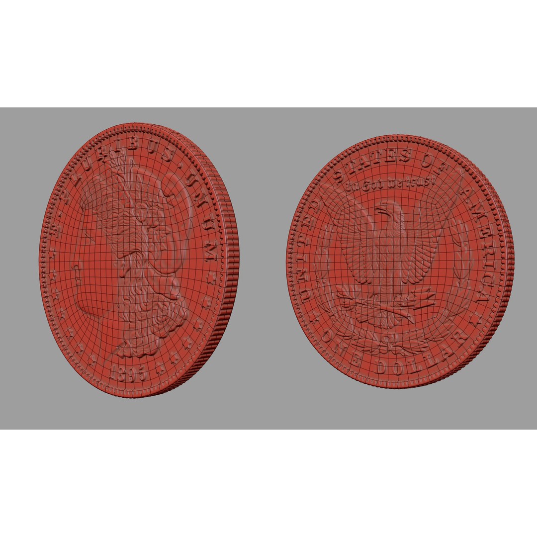 Morgan Silver Dollar 3D Model – High Poly PBR Coin for Printing - View 28