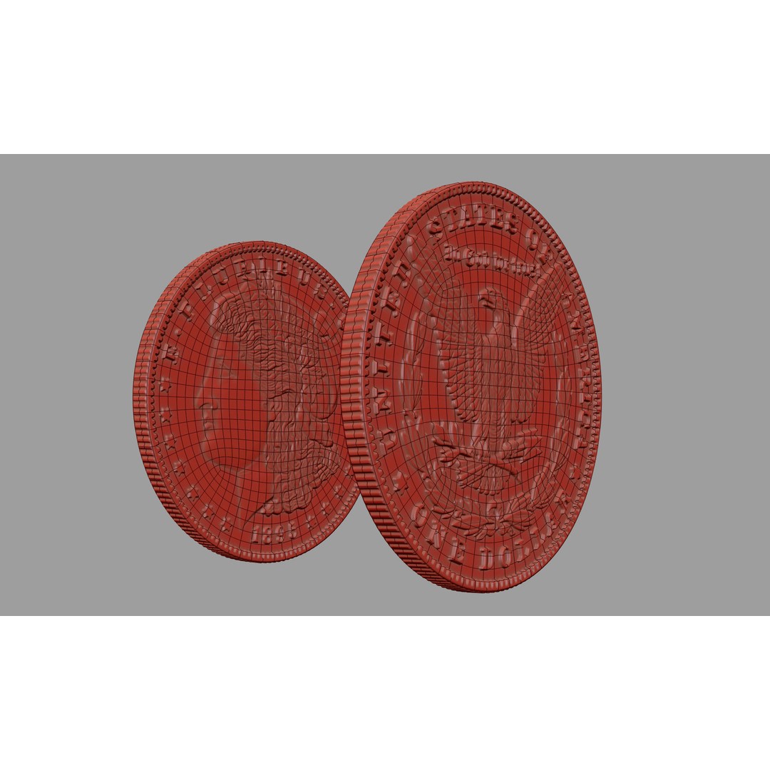 Morgan Silver Dollar 3D Model – High Poly PBR Coin for Printing - View 29