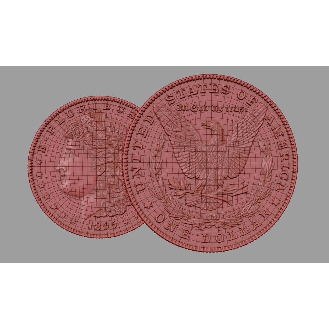 Morgan Silver Dollar 3D Model – High Poly PBR Coin for Printing - View 31