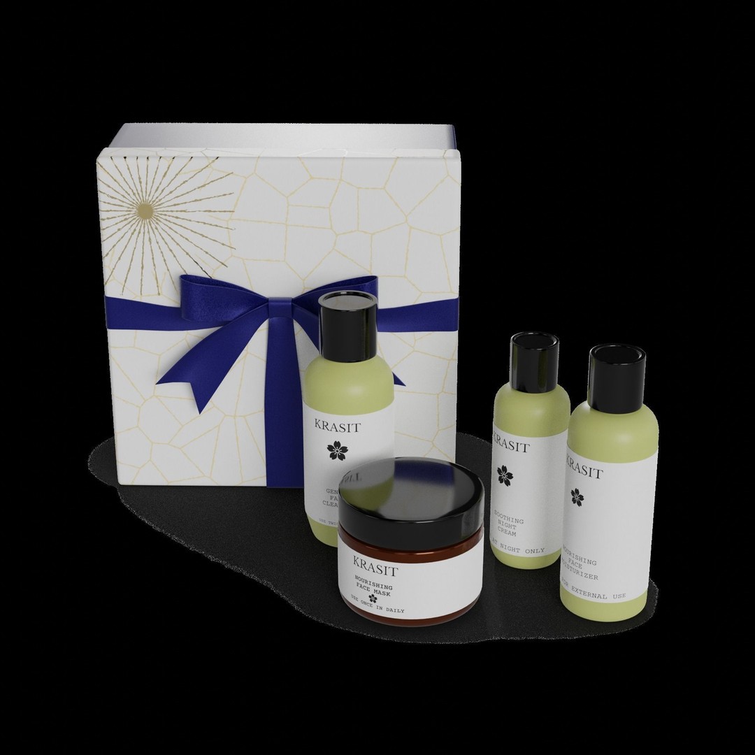 Holiday Skincare Gift Set 3D Model – Realistic Low Poly Asset, FBX