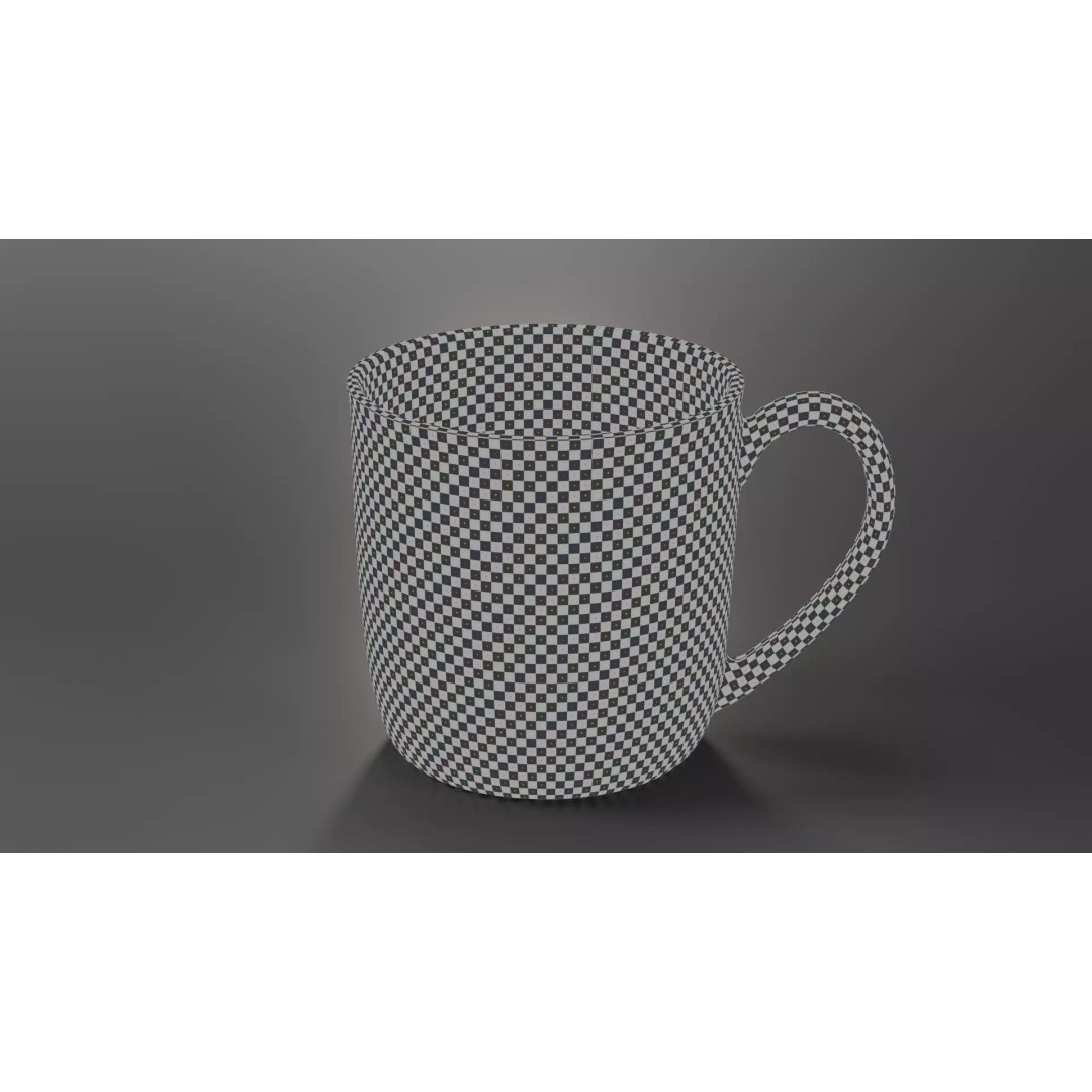 Tea Cup 3D Model – Simple Design with Raccoon Drawing, PBR Textures - View 10