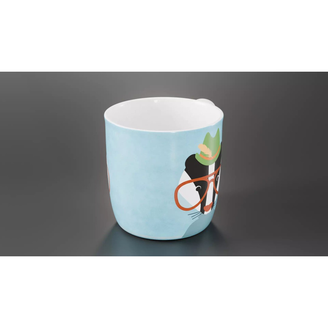 Tea Cup 3D Model – Simple Design with Raccoon Drawing, PBR Textures - View 3