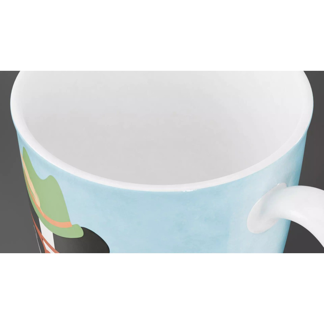 Tea Cup 3D Model – Simple Design with Raccoon Drawing, PBR Textures - View 7