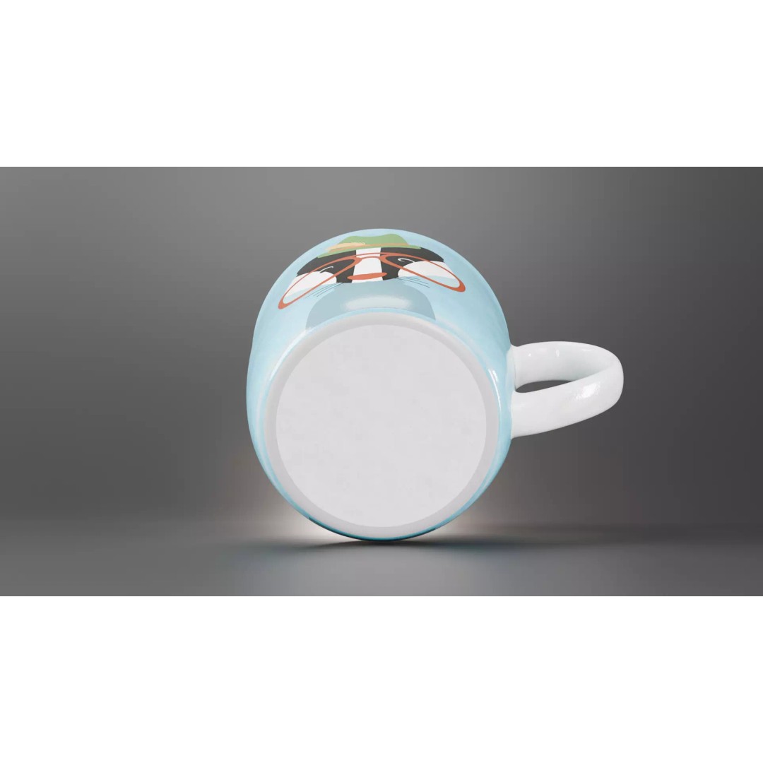 Tea Cup 3D Model – Simple Design with Raccoon Drawing, PBR Textures - View 9