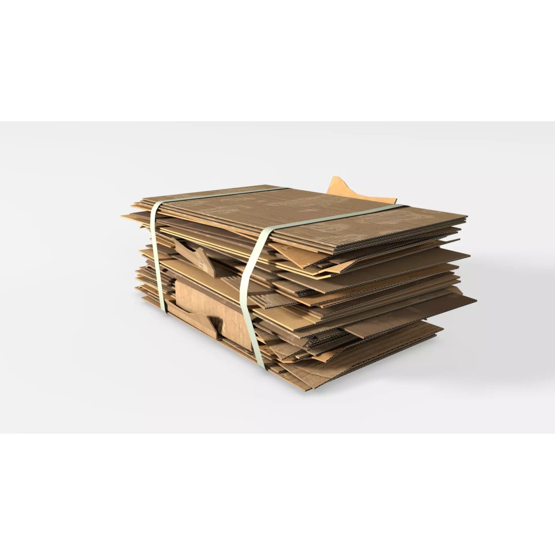 Cardboard Folded Box 3D Model – Low Poly PBR Asset, Blender, FBX - View 2