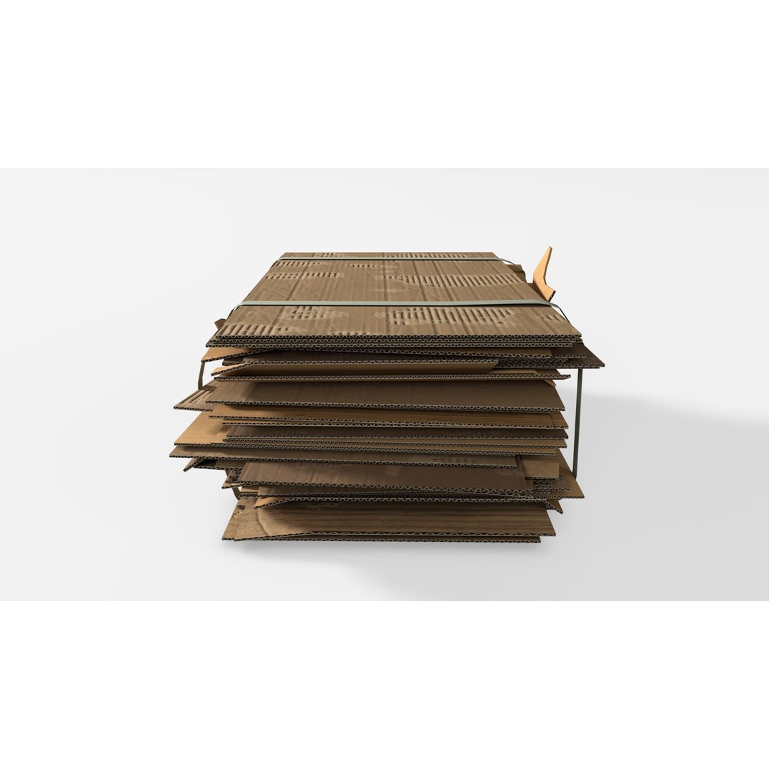 Cardboard Folded Box 3D Model – Low Poly PBR Asset, Blender, FBX - View 3