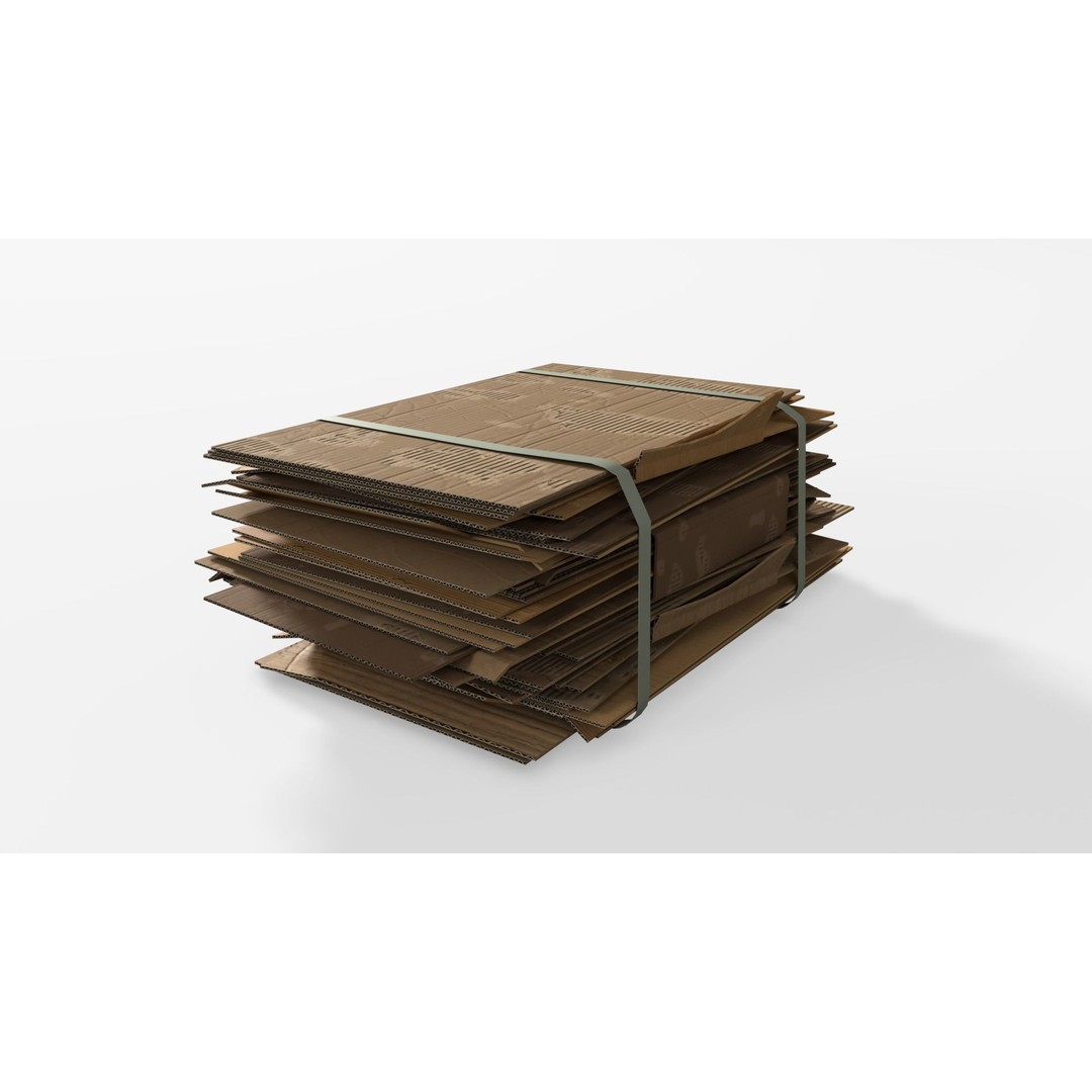 Cardboard Folded Box 3D Model – Low Poly PBR Asset, Blender, FBX - View 4