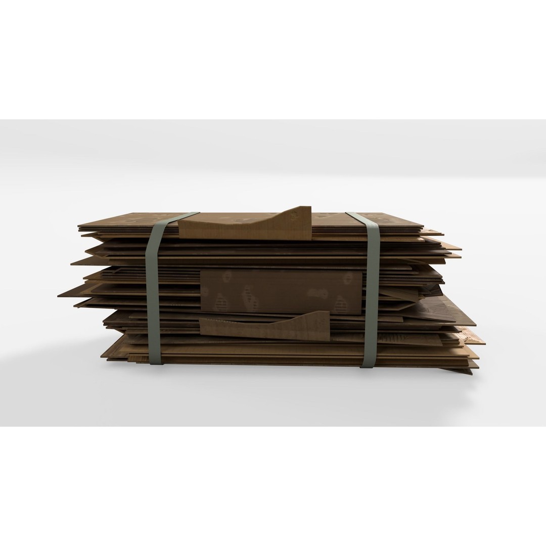 Cardboard Folded Box 3D Model – Low Poly PBR Asset, Blender, FBX - View 5