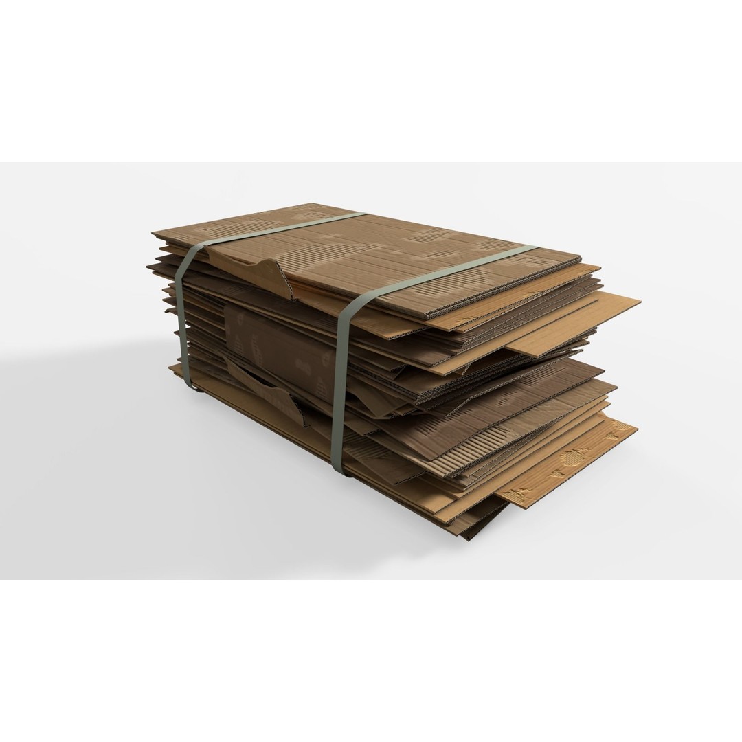 Cardboard Folded Box 3D Model – Low Poly PBR Asset, Blender, FBX - View 6