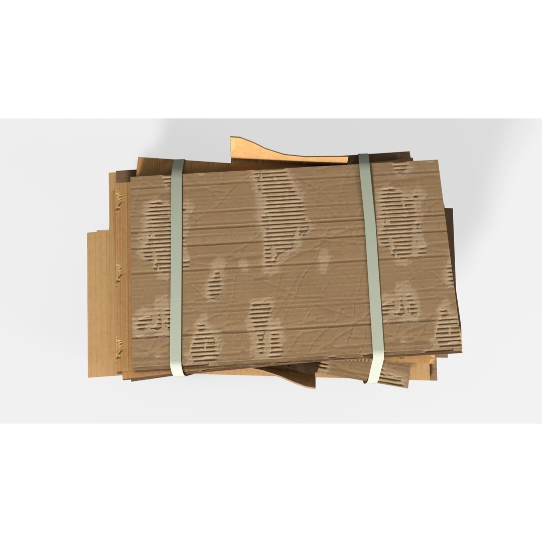 Cardboard Folded Box 3D Model – Low Poly PBR Asset, Blender, FBX - View 7