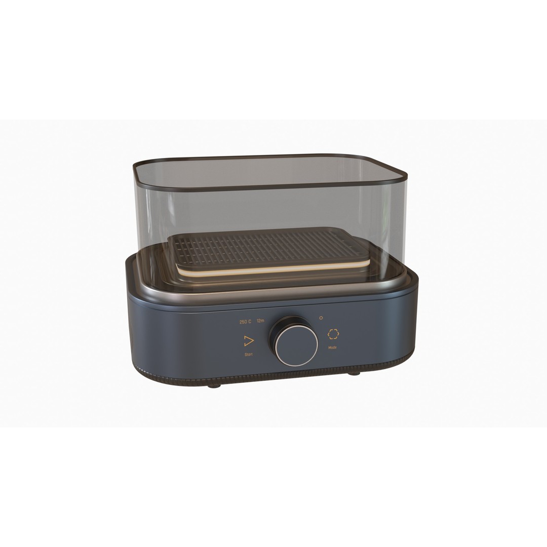 Electric Grill 3D Model – Low Poly Kitchen Appliance, FBX - View 7