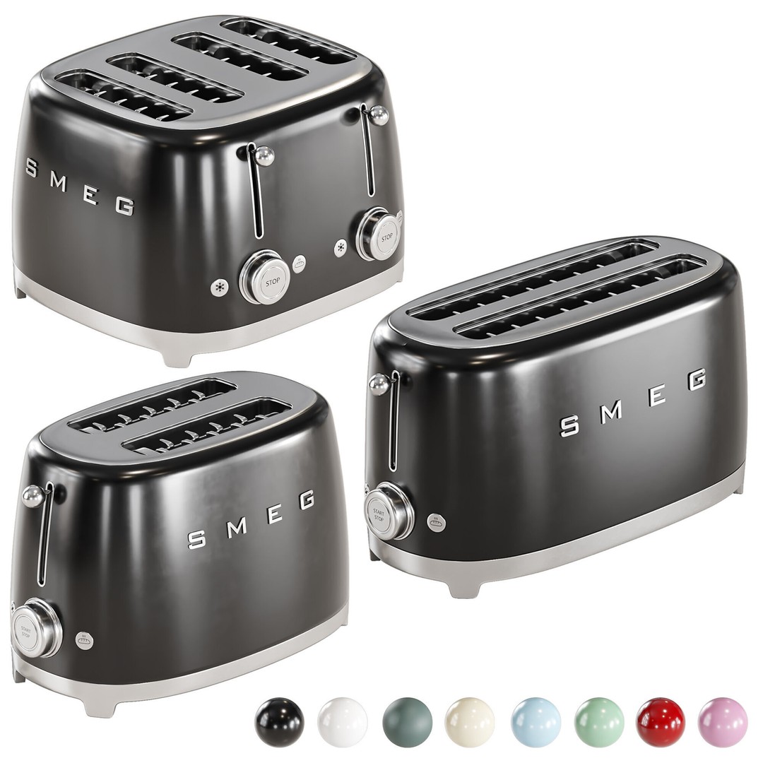 Smeg Toaster 3D Model – High Poly Kitchen Appliance, FBX, OBJ