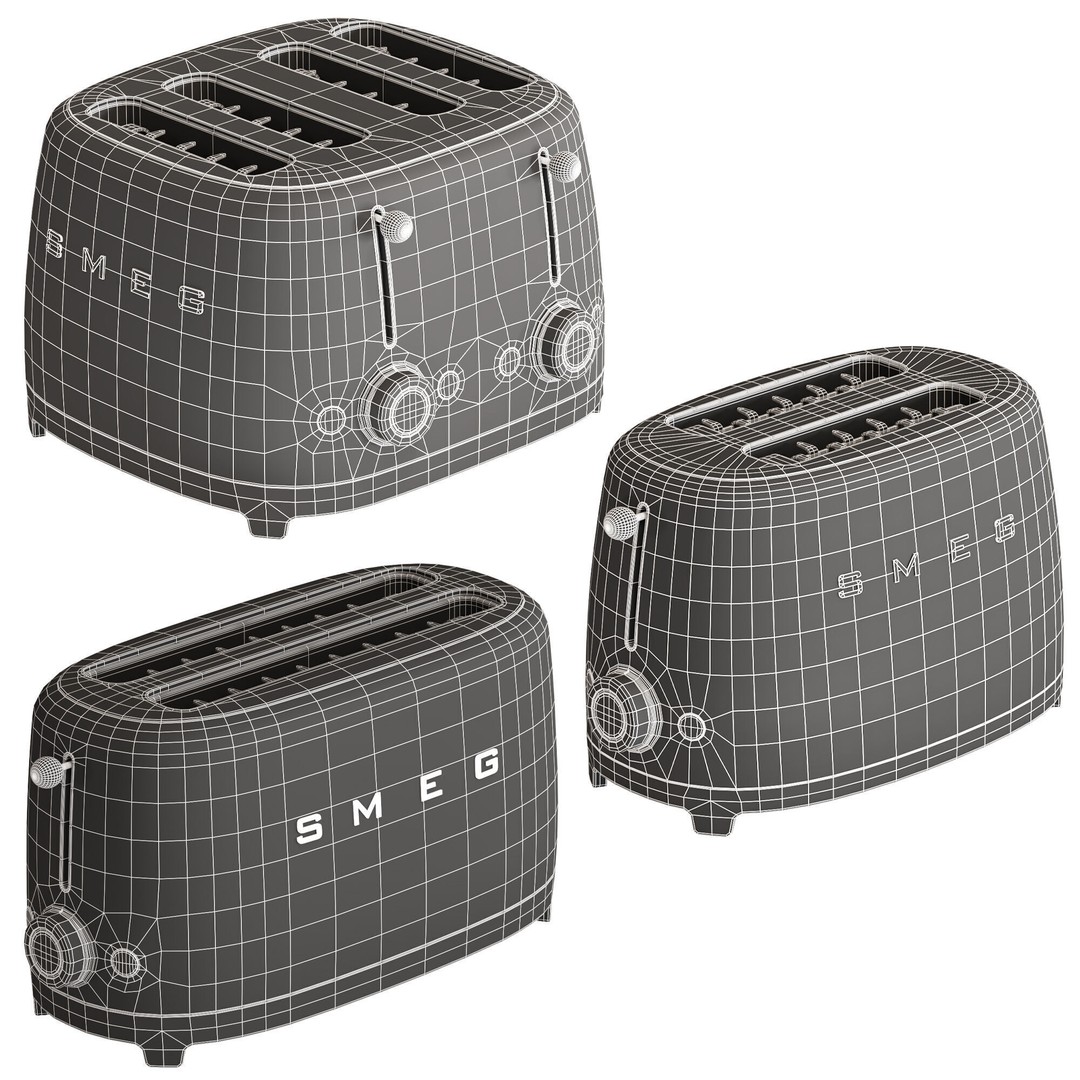 Smeg Toaster 3D Model – High Poly Kitchen Appliance, FBX, OBJ - View 10