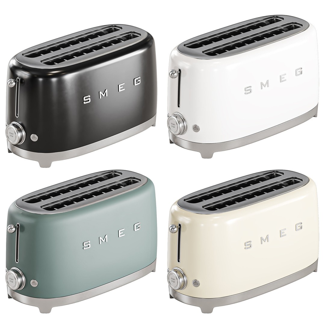 Smeg Toaster 3D Model – High Poly Kitchen Appliance, FBX, OBJ - View 3