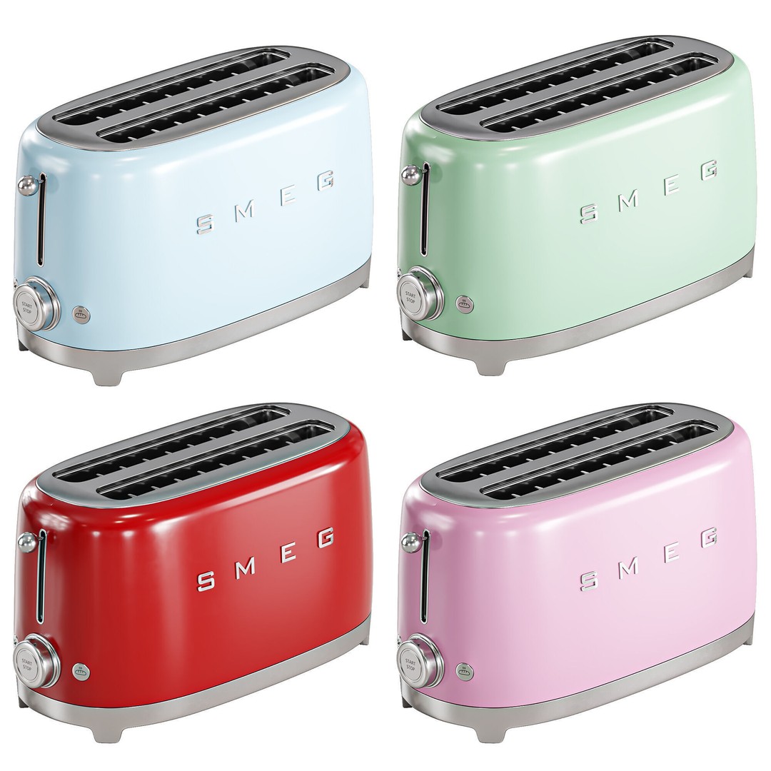 Smeg Toaster 3D Model – High Poly Kitchen Appliance, FBX, OBJ - View 4