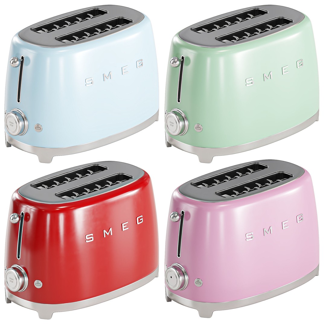 Smeg Toaster 3D Model – High Poly Kitchen Appliance, FBX, OBJ - View 6