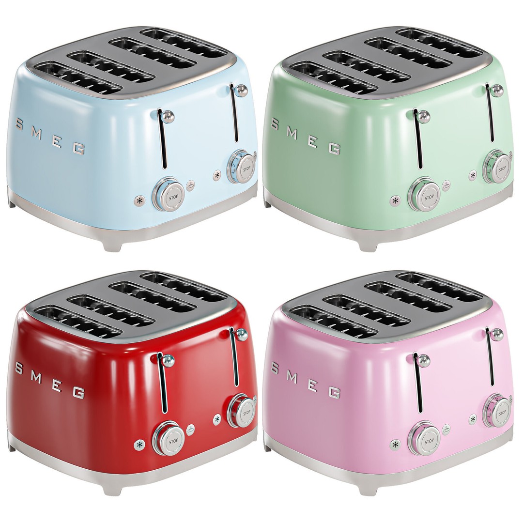 Smeg Toaster 3D Model – High Poly Kitchen Appliance, FBX, OBJ - View 7