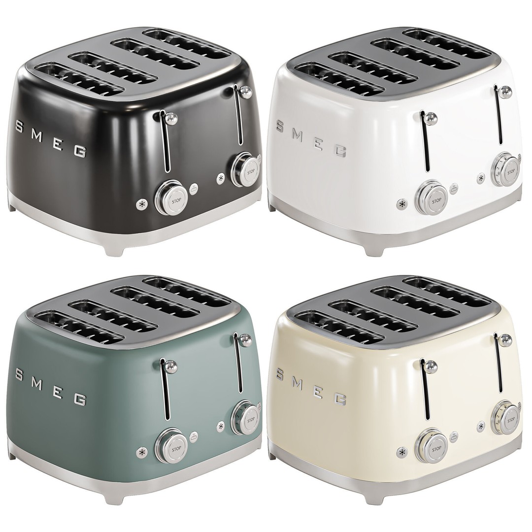 Smeg Toaster 3D Model – High Poly Kitchen Appliance, FBX, OBJ - View 8
