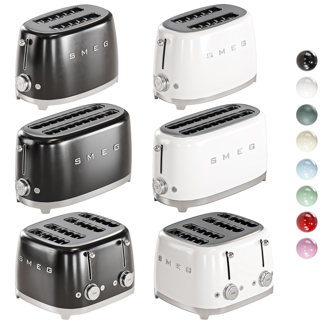 Smeg Toaster 3D Model – High Poly Kitchen Appliance, FBX, OBJ - View 9