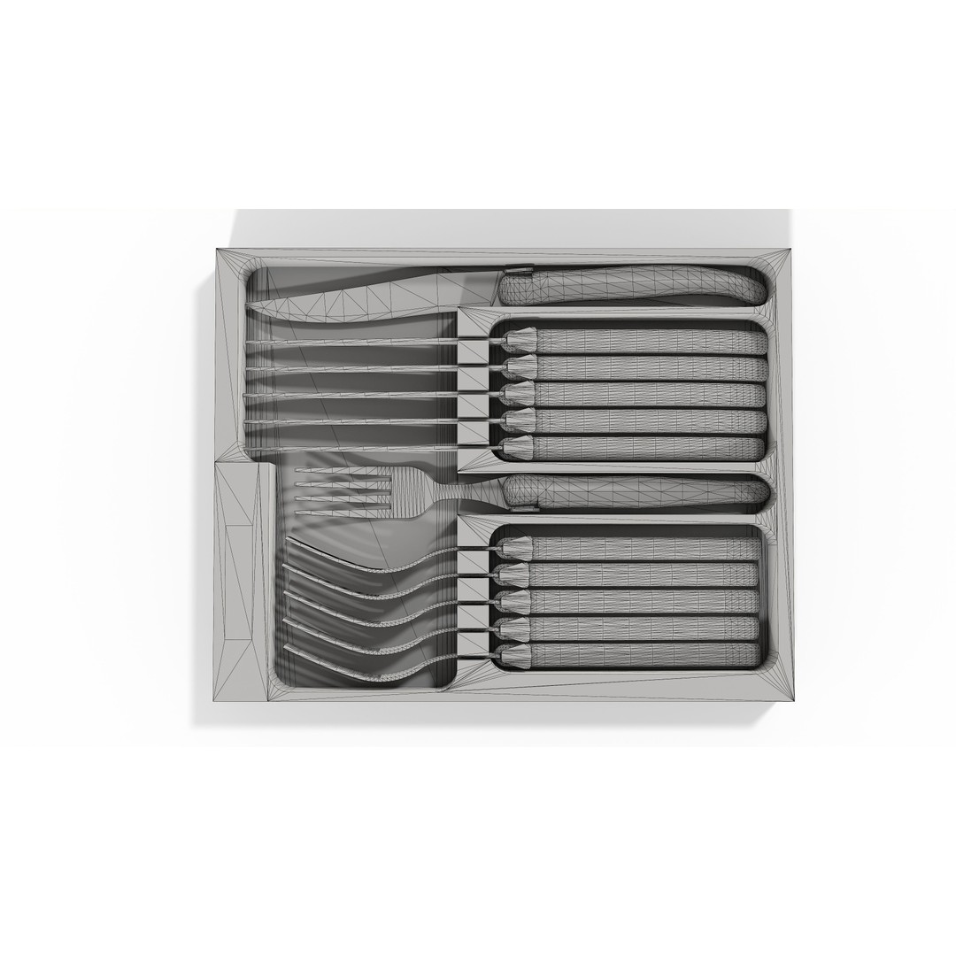 Laguiole Knife and Fork Set 3D Model – PBR Textured Cutlery, FBX