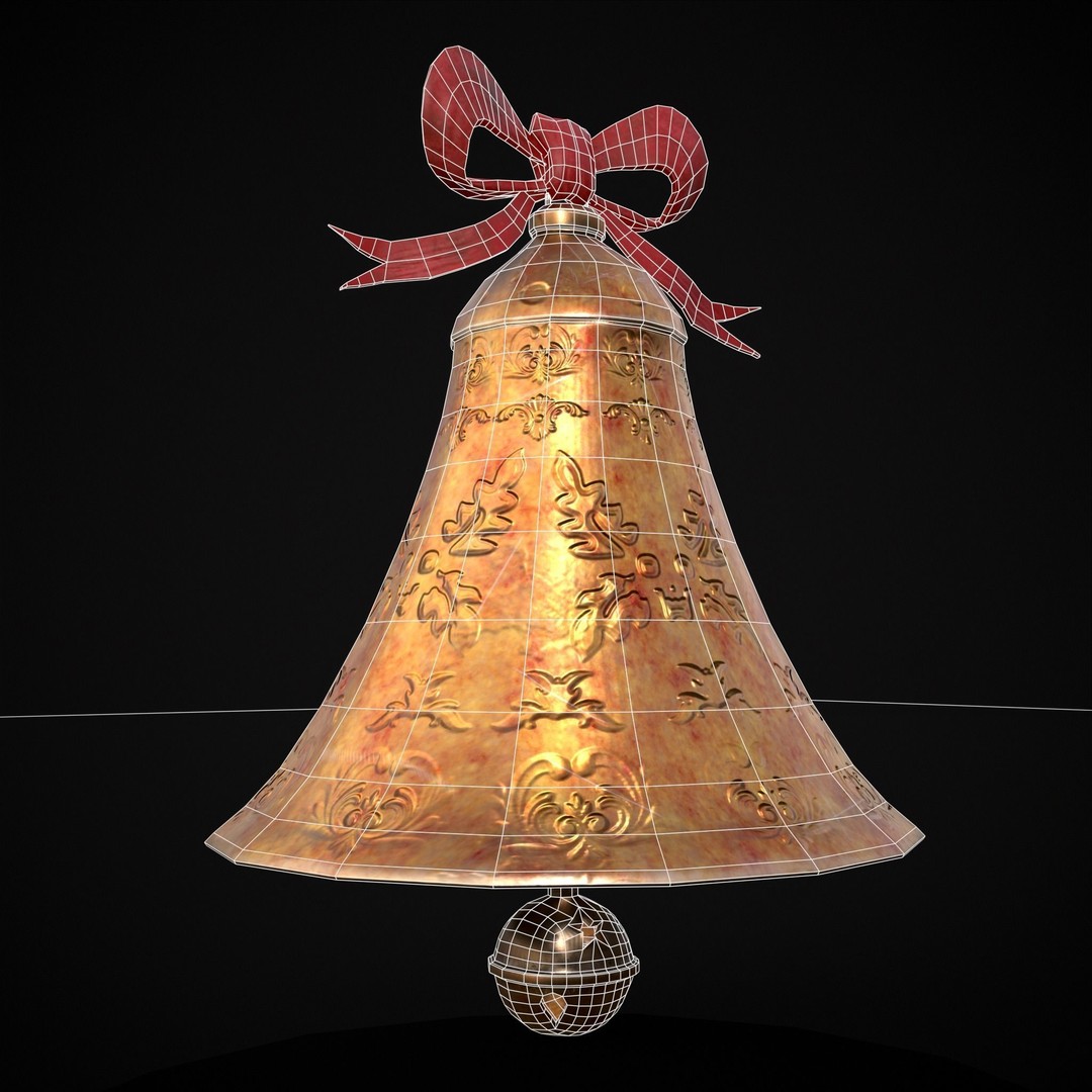Gold Bell Tree Ornament 3D Model – Low Poly PBR Asset, FBX & OBJ - View 11