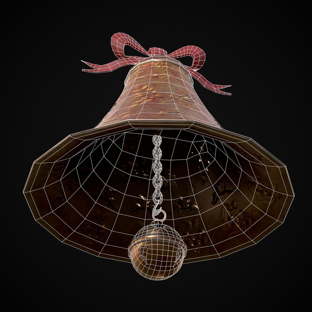 Gold Bell Tree Ornament 3D Model – Low Poly PBR Asset, FBX & OBJ - View 17