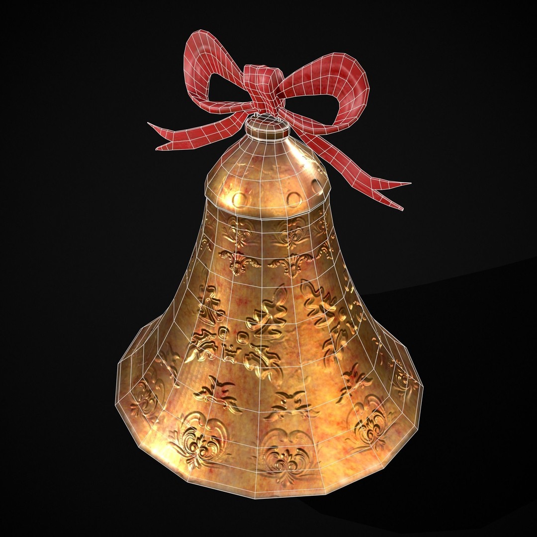 Gold Bell Tree Ornament 3D Model – Low Poly PBR Asset, FBX & OBJ - View 19