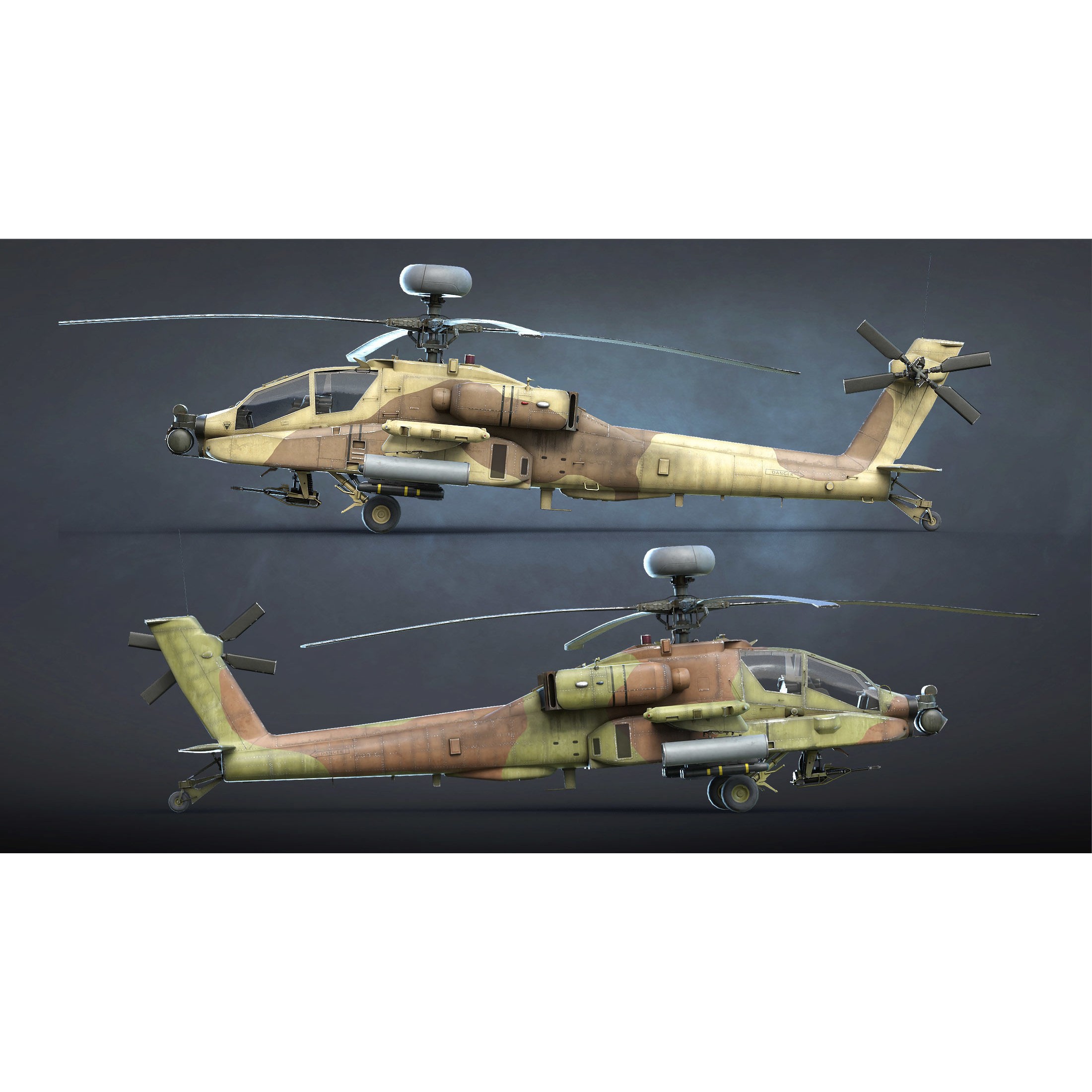 AH-64 Apache - Low-Poly Game-Ready 3D Model - View 10