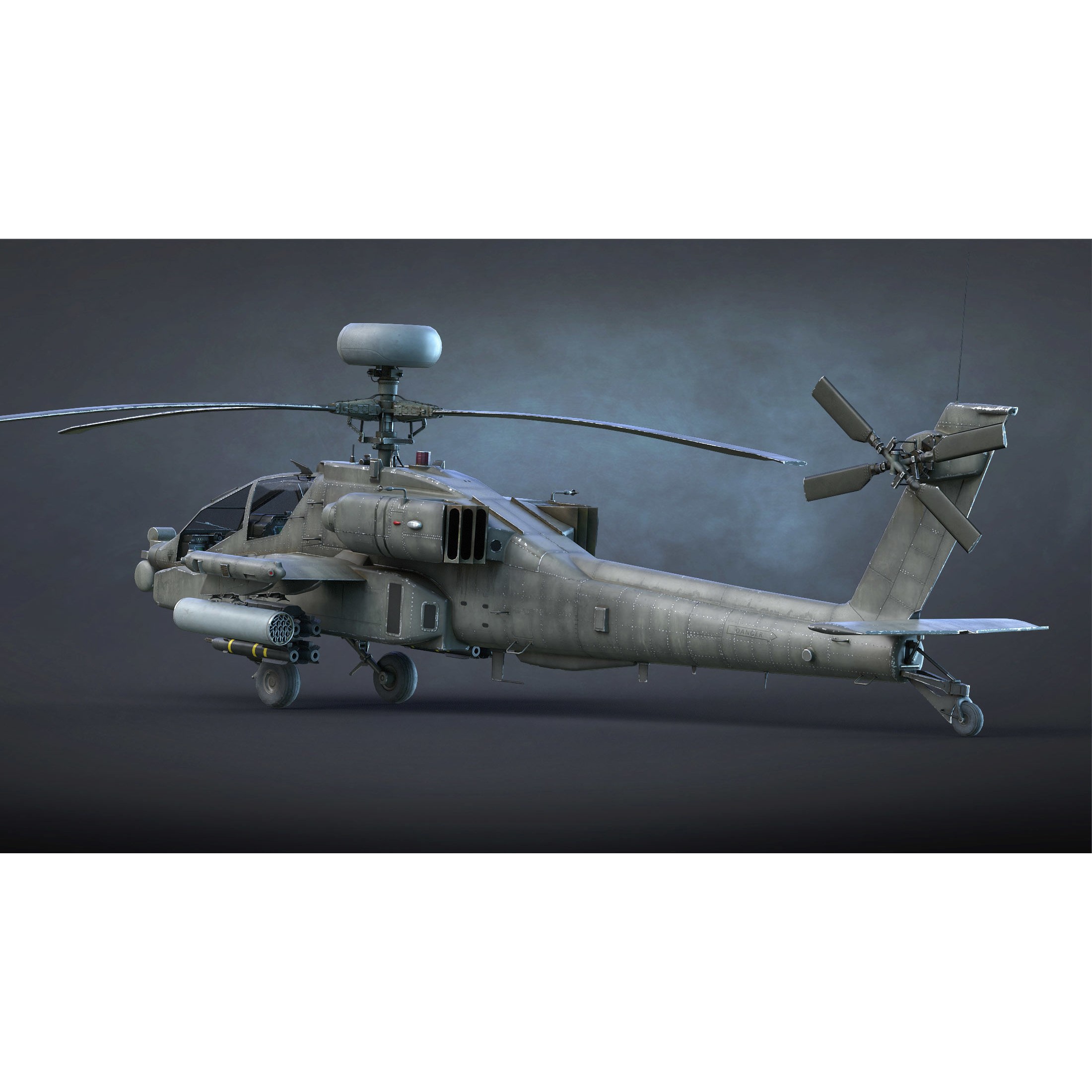 AH-64 Apache - Low-Poly Game-Ready 3D Model - View 4