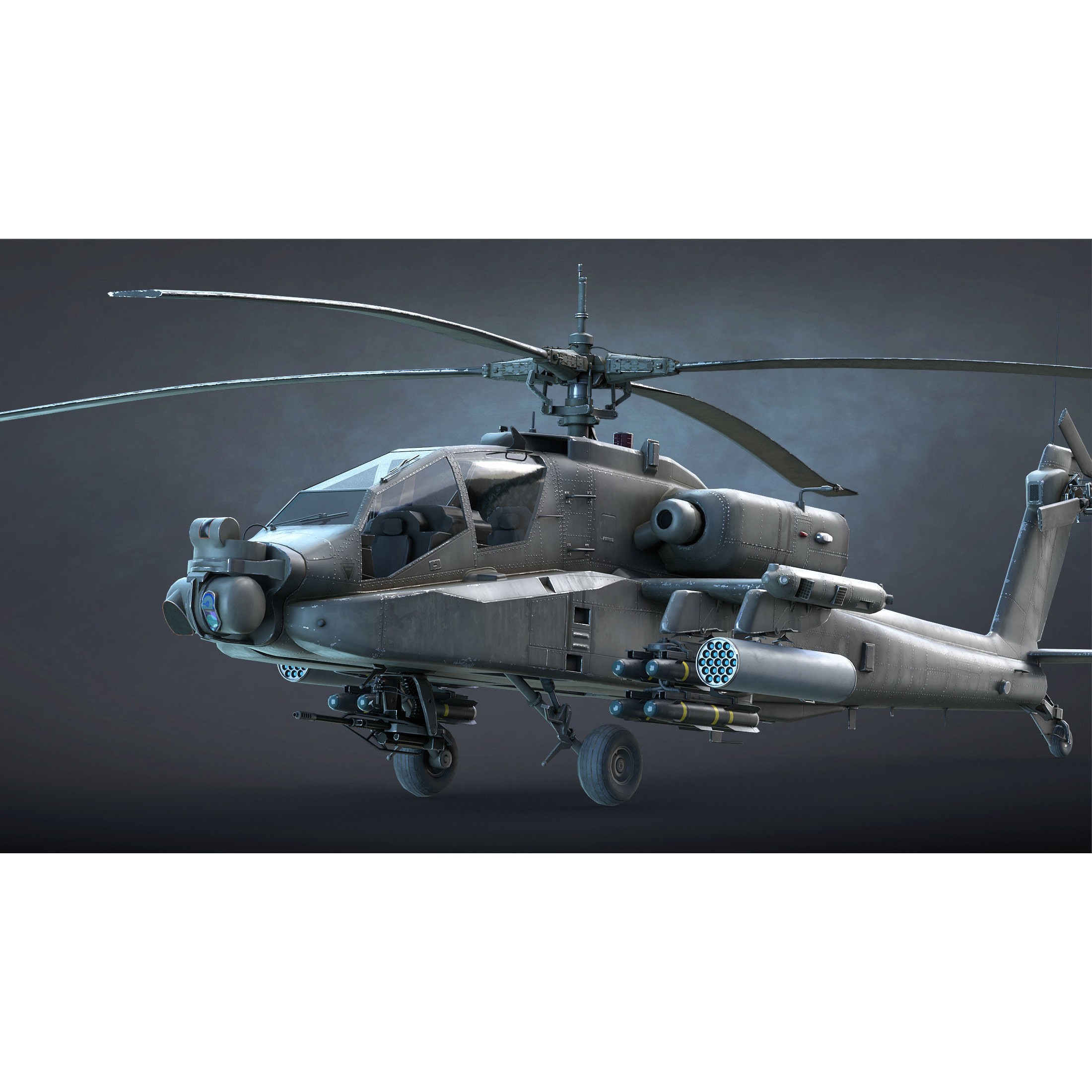 AH-64 Apache - Low-Poly Game-Ready 3D Model - View 9