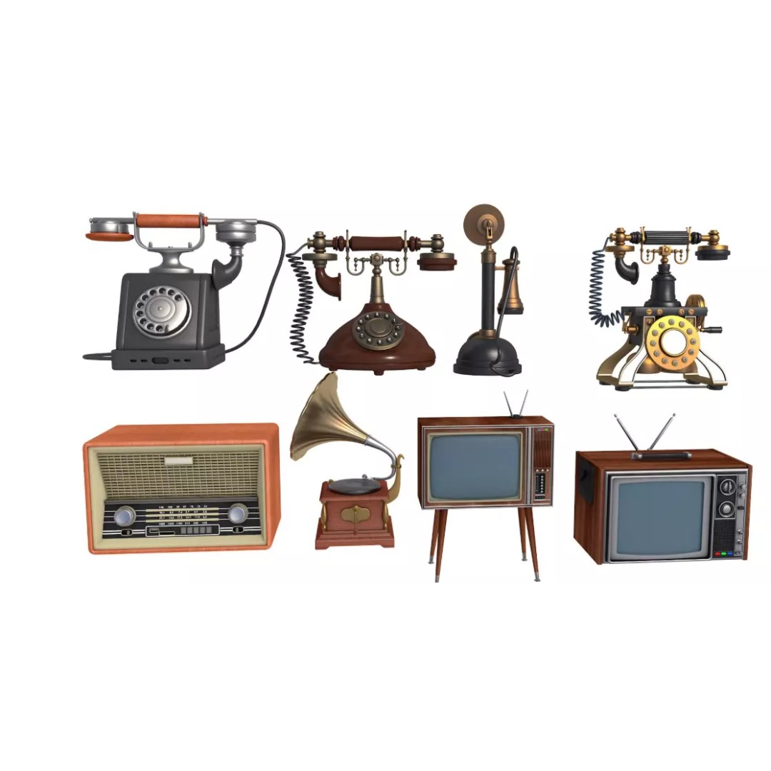 Vintage Home Devices 3D Model – Retro Collection, FBX, OBJ, PBR - View 2