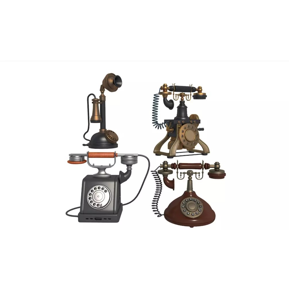 Vintage Home Devices 3D Model – Retro Collection, FBX, OBJ, PBR - View 3