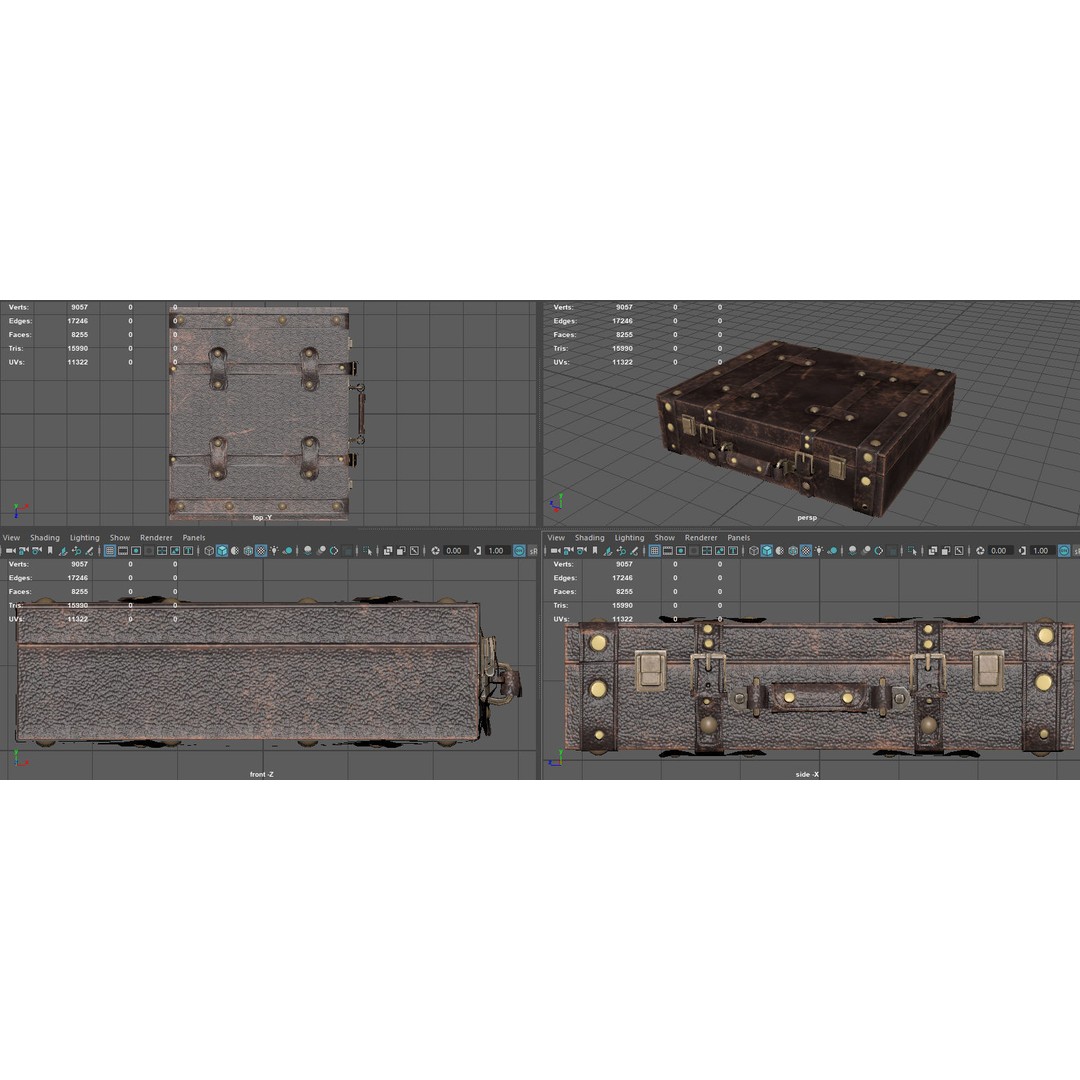 Vintage Suitcase 3D Model – Low Poly PBR Game Asset, FBX, OBJ, Blender - View 11