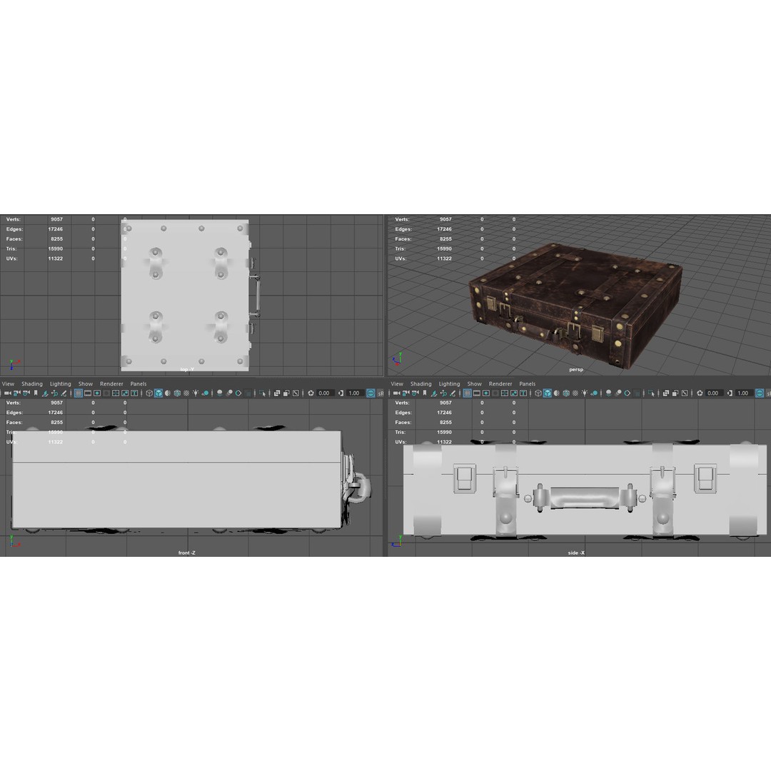 Vintage Suitcase 3D Model – Low Poly PBR Game Asset, FBX, OBJ, Blender - View 12