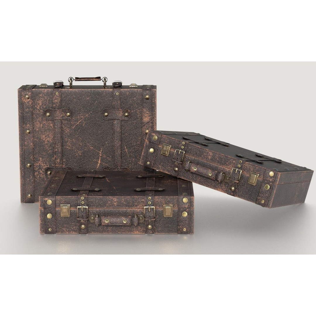 Vintage Suitcase 3D Model – Low Poly PBR Game Asset, FBX, OBJ, Blender - View 4