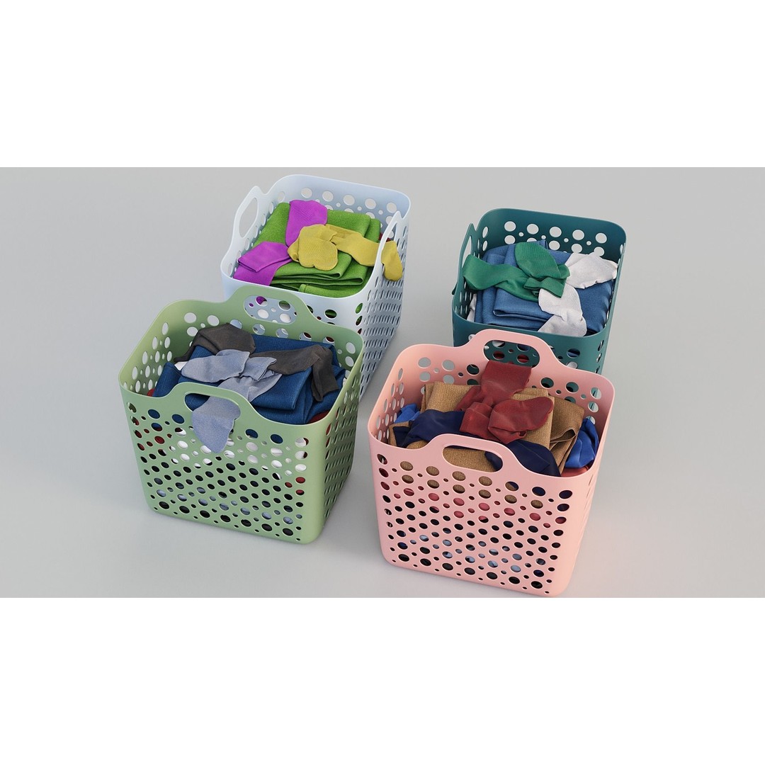 IKEA SLIBB Laundry Basket 3D Model – Flexible Design, PBR Textures - View 14