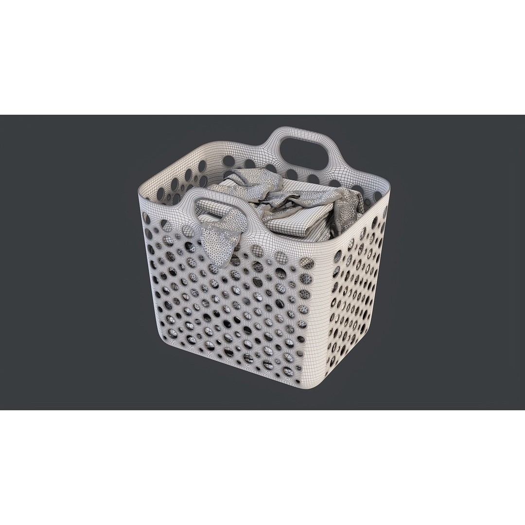 IKEA SLIBB Laundry Basket 3D Model – Flexible Design, PBR Textures - View 17