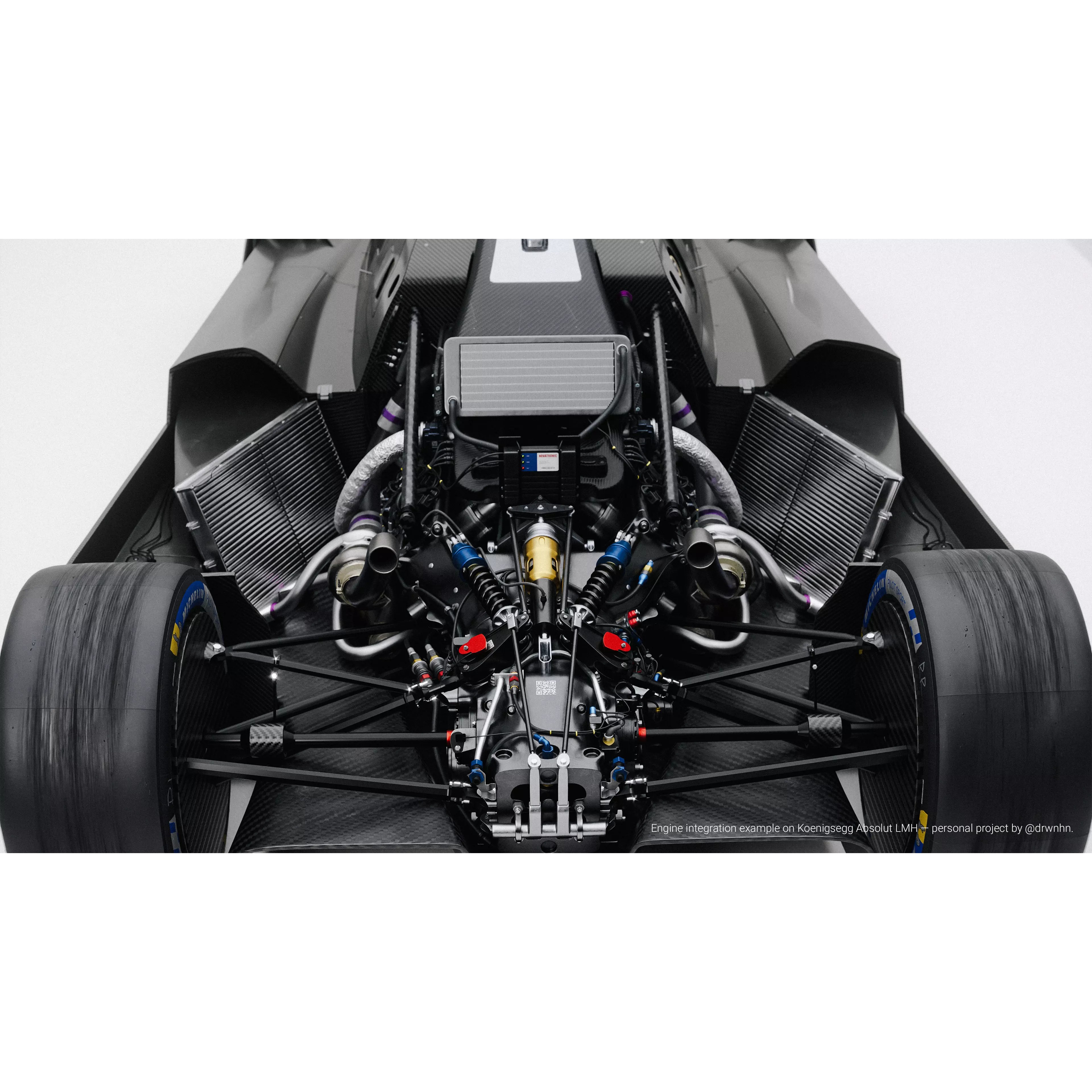 Twin Turbo Hybrid V8 Engine - Game-Ready 3D Model - View 11